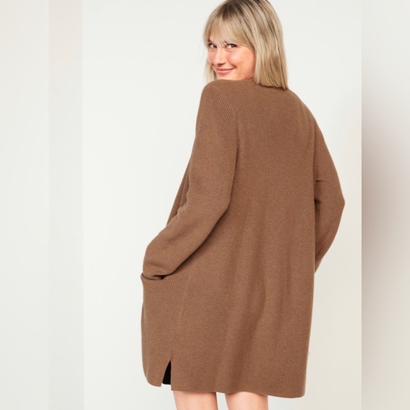 NWT! Chestnut Brown Textured Shaker-Stitch Long-Line Open-Front Sweater - 2X ♠️ - Picture 2 of 9
